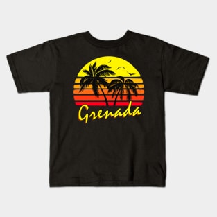 Grenada Retro Sunset Kids T-Shirt